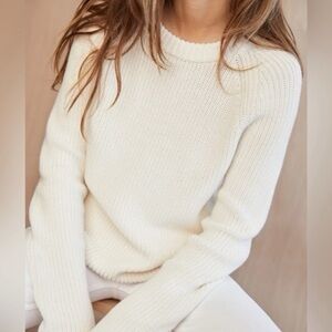 Jenni Kayne White Cotton Fisherman Sweater Size 1x